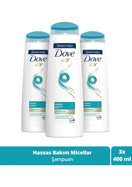 Saç Bakım Şampuanı Narin Bakım Hassas Ince Telli Saçlar Için 400 ml X3.