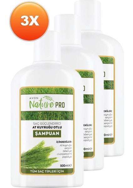 Nature Pro At Kuyruğu Otlu Şampuan 500 ml Üçlü Set