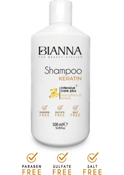 Tuzsuz Şampuan 500 ml Sülfat ve Paraben Içermez + Saç Kremi 500 ml Keratin