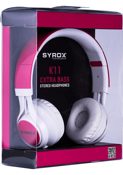 K11 Stereo Kablolu Kulaklık Pembe