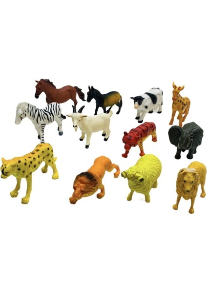 Çiftlik ve Vahşi Doğa Hayvan Seti 12 Farklı Model Birlikte