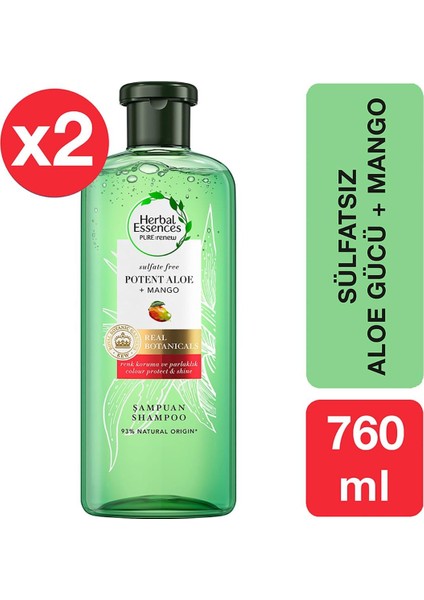 Sülfatsız Şampuan Aloe Gücü Mango 380 ml x 2 Adet