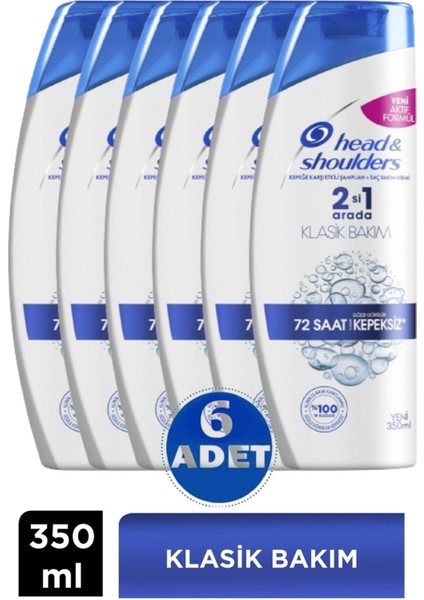 Head & Shoulder Head And Shoulders 350 ml 2si1 Arada Klasik Bakım Şampuanı 72 Saat  Siz 6 Adet Head Shoulders 2+1 Klasık 350