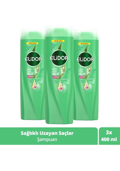 Superblend Saç Bakım Şampuanı Sağlıklı Uzayan Saçlar Biotin Argan Yağı Arjinin 400 ml X3