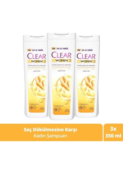 Women Kepeğe Karşı Etkili Şampuan Ne Karşı Zencefil Özü 350 ml X3 Adet