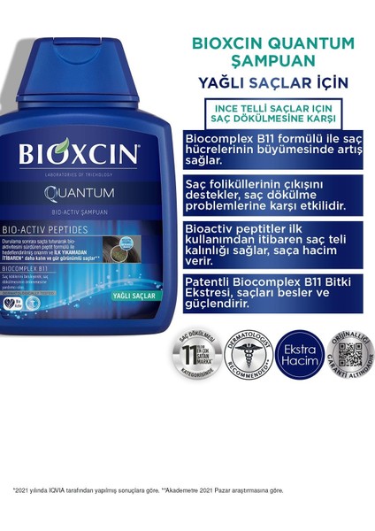 Quantum Şampuan Yağlı Saçlar Için 300 ml - Ince Telli Saçlar Için Dökülme Şampuanı