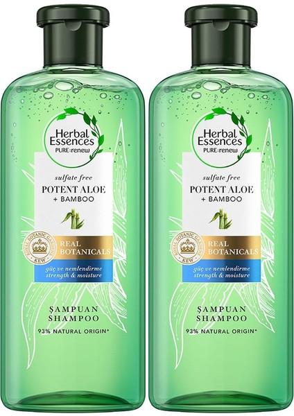 Herbal Essences Sülfatsız Şampuan Aloe Gücü Bambu 380 ml x 2 Adet