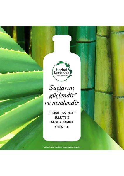 Herbal Essences Sülfatsız Şampuan Aloe Gücü Bambu 380 ml x 2 Adet