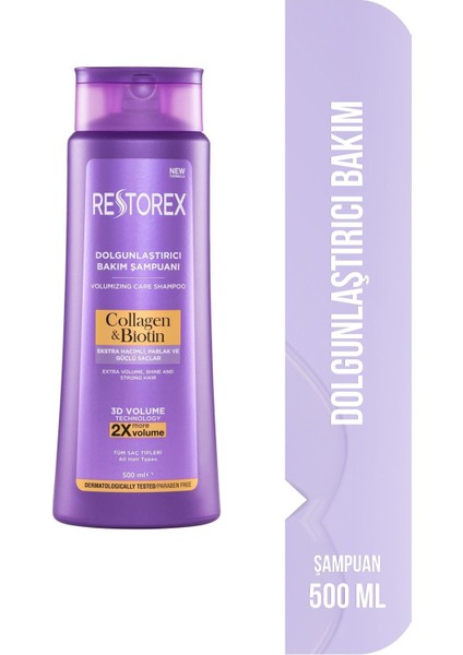Collagen & Biotin Hacimsiz Saçlar Için Dolgunlaştırıcı Şampuan 500ML