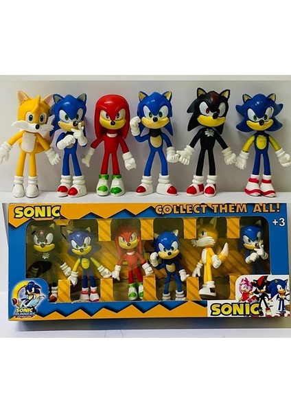 Tuka Shopping Tukashopping Sonic Kirpi Sonic Oyuncak Tails-Knuckles-Super Sonıc-Sonic 6'lı Figür Karakter Oyuncak Seti - Tuka