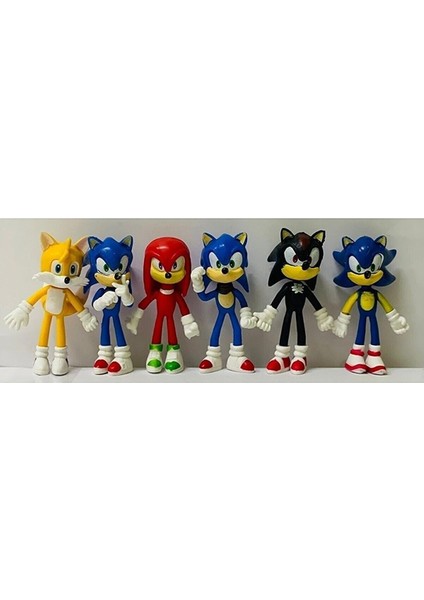 Tuka Shopping Tukashopping Sonic Kirpi Sonic Oyuncak Tails-Knuckles-Super Sonıc-Sonic 6'lı Figür Karakter Oyuncak Seti - Tuka