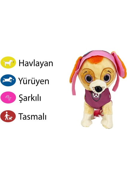 EC Shop Bk Story Paw Patrol Köpek Yürüyen, Havlayan Müzikli Tasmalı Peluş Oyuncak