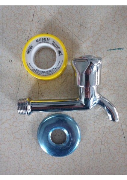 Drl Hırdavat Uzun Krom Musluk + Musluk Aynası + Teflon Bant