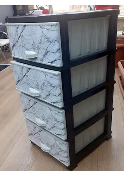 Actıveshop 4 Çekmeceli Beyaz Mermer Desenli Komodin Sebzelik modelleri