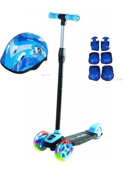 Cool Wheels Uni  Çocuk Mavi LED Işıklı 3 Tekerlekli Twist Scooter Full Set