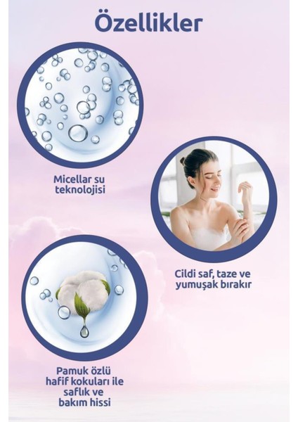 Micellar Care Pamuk Özlü Banyo ve Duş Jeli 500 ml x 2 Adet + Duş Lifi Hediye indirimleri
