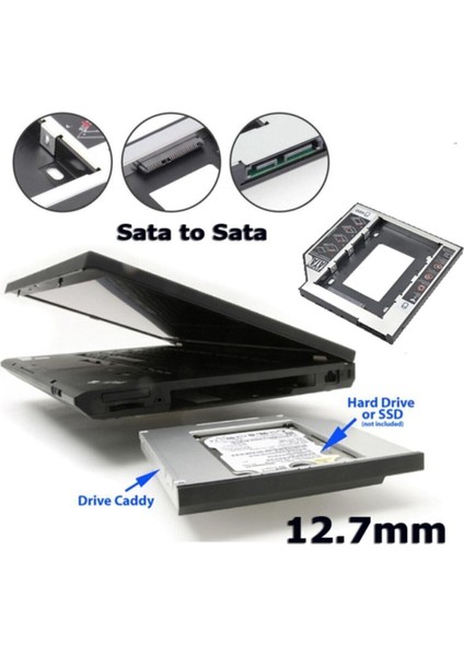 DVD Yuvasına Takılan SSD HDD Kutusu 12.7mm HDD Caddy Kızak