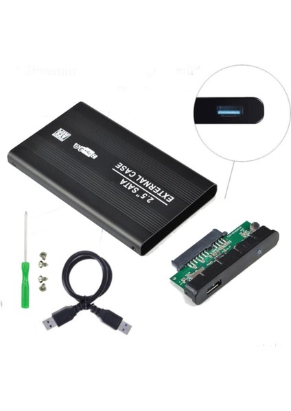 2.5 HDD Kutusu USB 3.0 Hardisk Kutusu Metal Gövde Harici Kutu - Siyah