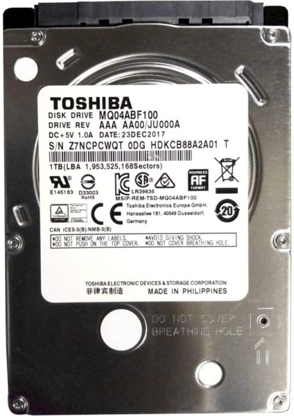 Toshıba Mobile Thin HDD 1tb 2.5&quot; Sata Notebook Harddisk MQ04ABF100