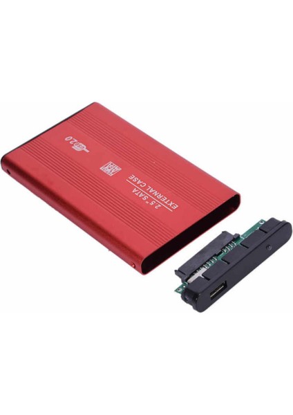2.5 Inç Kırmızı Sata Harddisk Kutusu - Metal Notebook HDD Hard Disk Kutu - Kırmızı