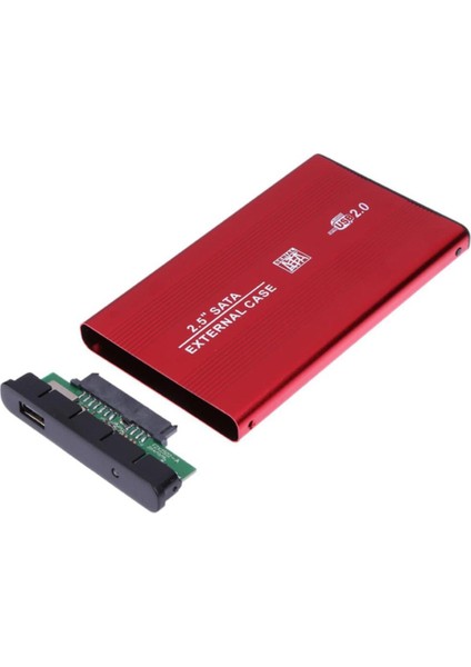 2.5 Inç Kırmızı Sata Harddisk Kutusu - Metal Notebook HDD Hard Disk Kutu - Kırmızı