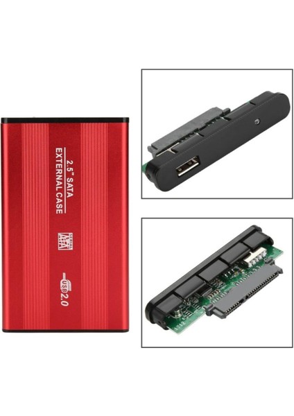 2.5 Inç Kırmızı Sata Harddisk Kutusu - Metal Notebook HDD Hard Disk Kutu - Kırmızı
