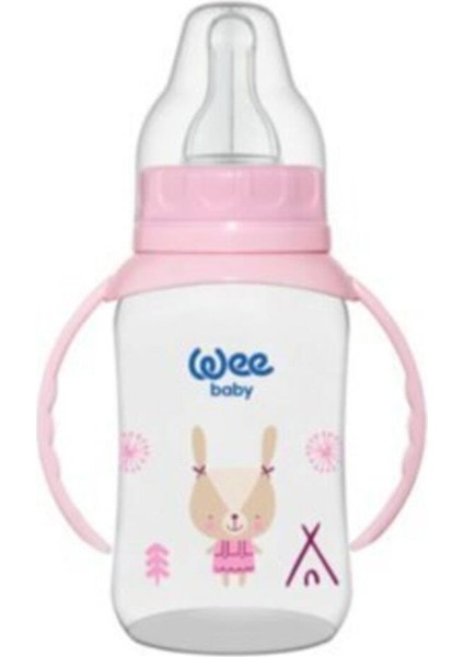 Wee 744 Klasik Kulplu Plastik Biberon 150 ml 2 Numara 6-18 Ay Pembe