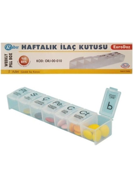 Haftalık Ilaç Muhafaza Saklama Kutusu % 0 Bpa Hijyenik