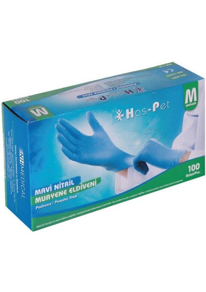 Mavi Nitril Pudrasız Medium 100'Lü