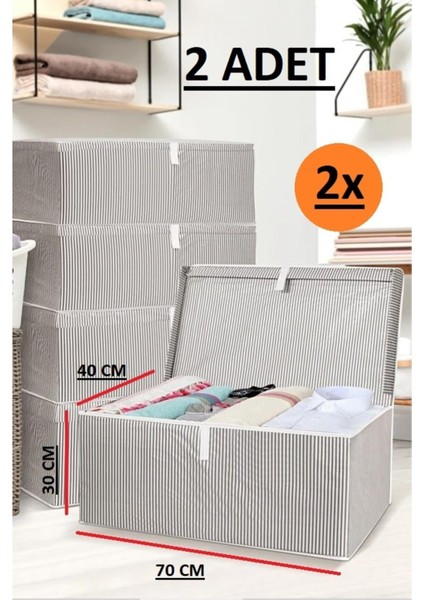 Yegge 2 Adet Kapaklı Kutu Hurç Megaplus Boy 70*40*30* Çok Amaçlı Kutu Hurç 2 x
