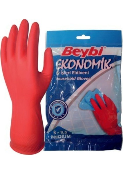 Lateks Kırmızı Eldiven 8-8,5 Ev Tip Beybi Ekonomik