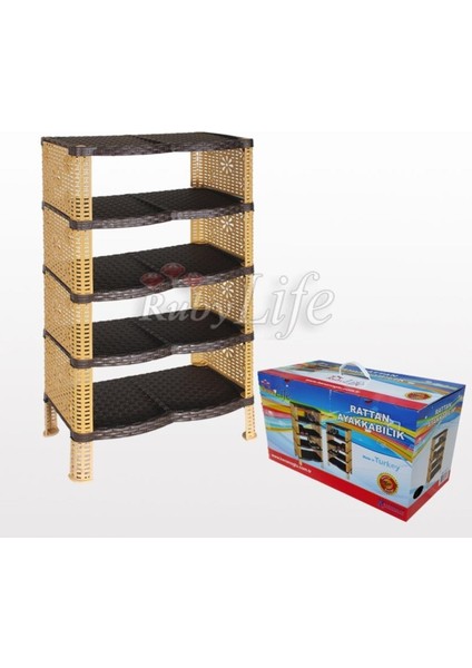 Rattan Plastik 5 Katlı Ayakkabılık