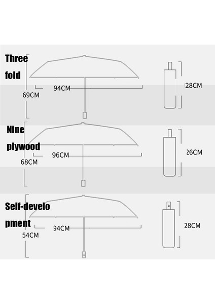 Otomatik Stil Üç Katlı Açık Şemsiye (Yurt Dışından)