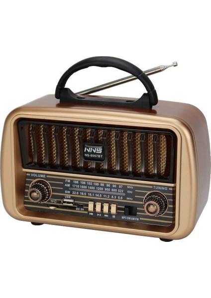 NS-8067 Retro Radyo Nostaljik Tf USB Bluetooth Hoparlör