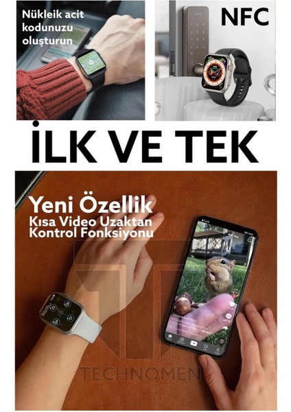 Watch 7 Akıllı Saat Kablosuz Şarj 2 Tuş Aktif Ios Android Tüm Telefonlara Uyumlu Arama Özellikli