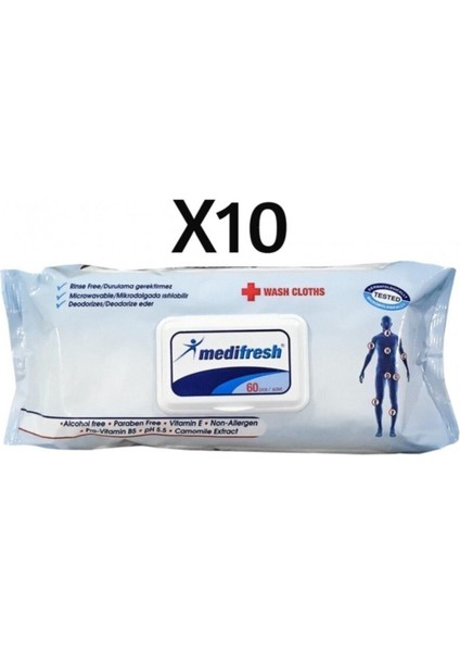 Hasta Sil 60'lı Vücut Temizleme Havlusu Bezi 60'lı 10 Paket