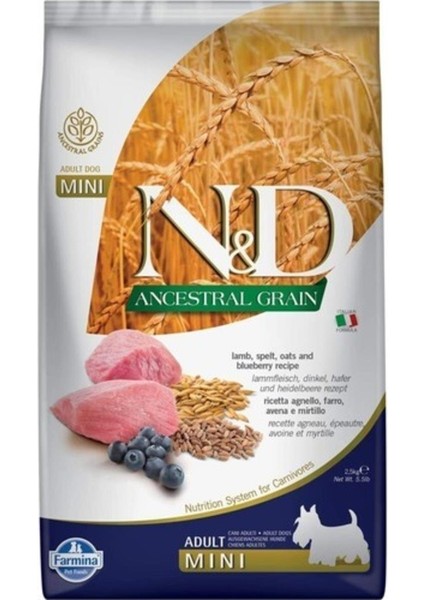 Ancestral Grain Kuzu + Yaban Mersini Adult Mini Yetişkin Küçük Irk Köpek Mama 2,5 kg Anc