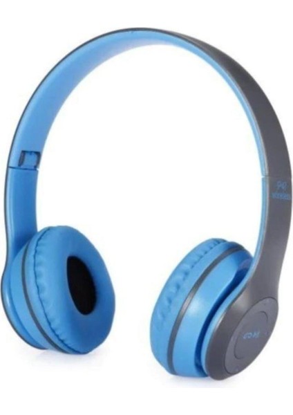Katlanabilir Bluetooth Kablosuz Oyuncu Kulaklığı P47 Mavi AA76