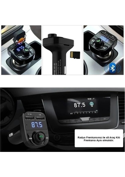 Pro X8 Araç Fm Transmitter 5.0 Bluetooth Araç Kiti USB Mp3 Sd Kart Çakmaklık Girişli Araba Uyumlu fırsatları