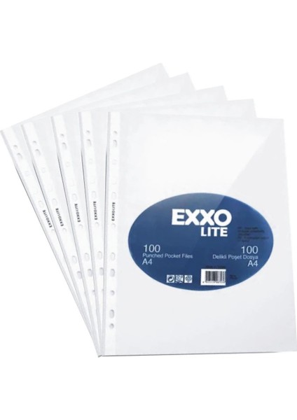 A-4 Lite Exxo Poşet Dosya Plastik 100 Lü (1 Paket 100 Adet)