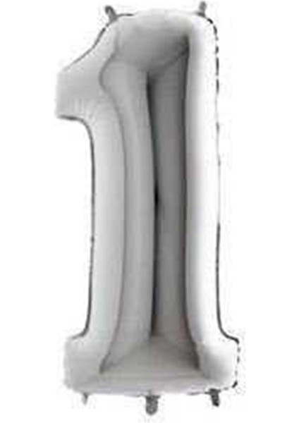 Gümüş 1 Rakam Balon 16 Inç Doğum Günü Parti Süsü