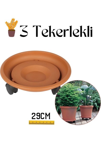 Coadura 29 cm Kahve Tekerlekli Saksı Taşıyıcı ve Altığı 716871