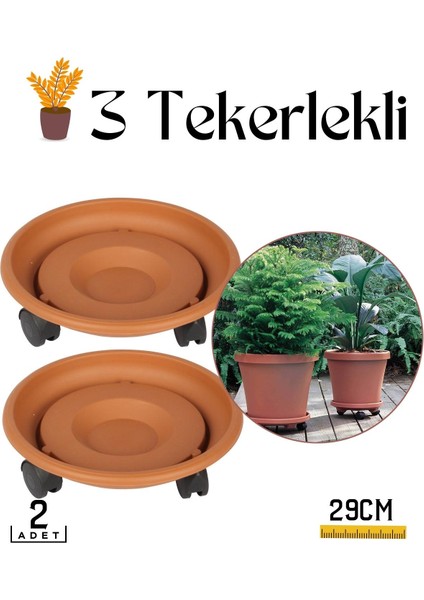 Homecare Coadura 2 Li Tekerlekli Saksı Taşıyıcı ve Altığı 29 cm 716061