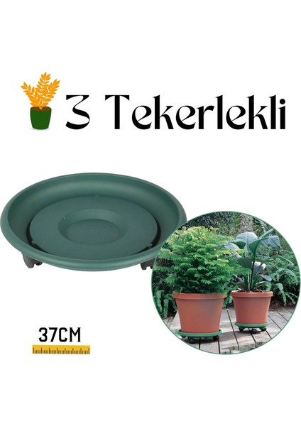 Coadura 37 cm Yeşil Tekerlekli Saksı Taşıyıcı ve Altığı 716869