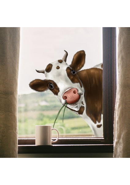 YY Store Inek Duvar Çıkartmaları Hayvan Pencere Çıkartmaları Oturma Odası Odası Dekorasyon Duvar Çıkartmaları Kendinden Yapışkanlı Duvar Çıkartmaları (Yurt Dışından) fiyatları