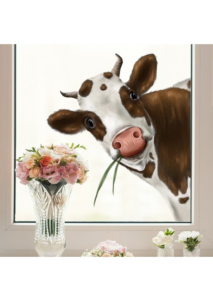 YY Store Inek Duvar Çıkartmaları Hayvan Pencere Çıkartmaları Oturma Odası Odası Dekorasyon Duvar Çıkartmaları Kendinden Yapışkanlı Duvar Çıkartmaları (Yurt Dışından) fırsatları