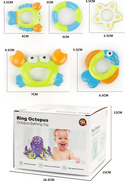 YY Store Çocuk Banyo Oyuncakları, Ahtapot Fırlatma Çember Oyuncakları, Suda Yıkanan ve Oynayan Küçük Ahtapot, Ahtapot Gölet Plastik Oyuncaklar (Yurt Dışından) indirimleri