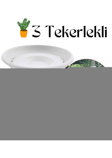 2 li 25 cm Tekerlekli Saksı Altlığı Seti Beyaz 714453