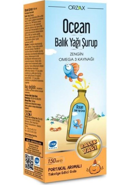 Ocean Omega 3 Portakal Aromalı Balık Yağı Şurubu 150 ml