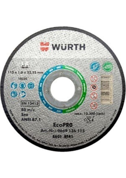Ecopro Çelik / Paslanmaz Çelik Kesme Taşı ( Inox ) 115X1.0 mm 3'lü Paket